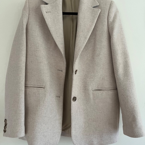 & Other Stories Oversized Wool Blazer, Size 0 / EU 32, Oatmeal Beige - Picture 5 of 8